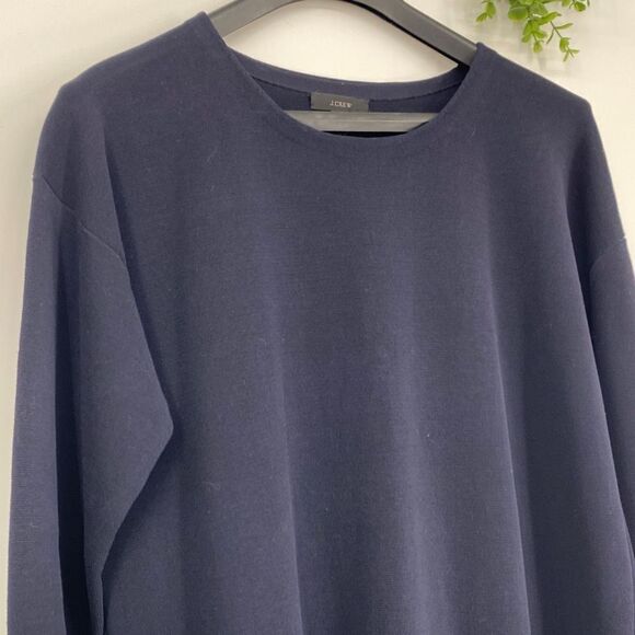 J.Crew Cotton Knit Dress 3/4 Sleeve Pullover Crew Neck Navy MP - Picture 4 of 14